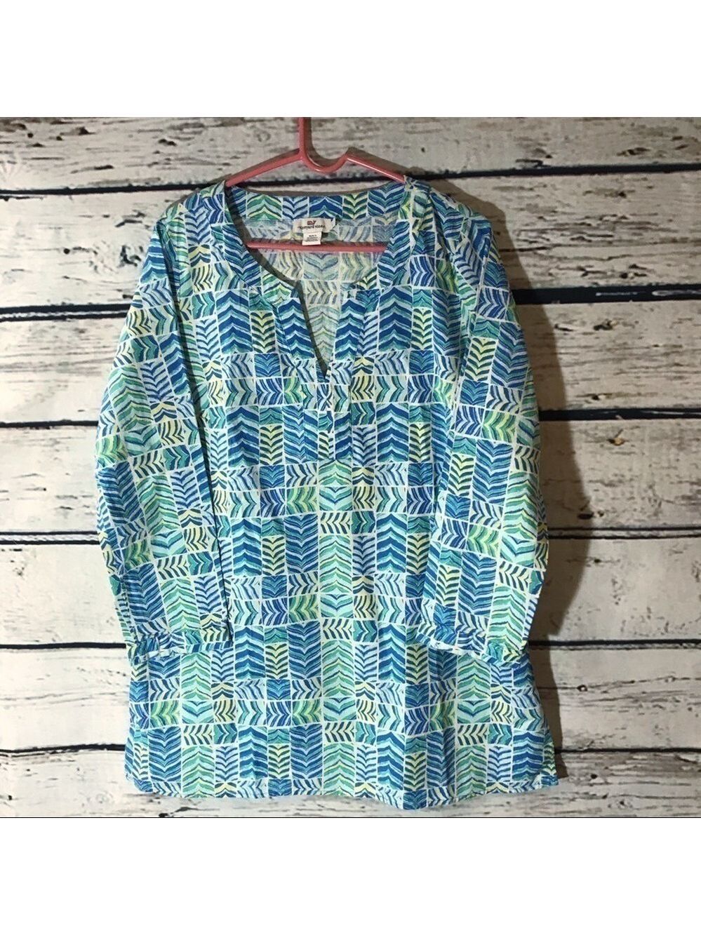 Vineyard Vines Split Neck Linen Blend Tunic